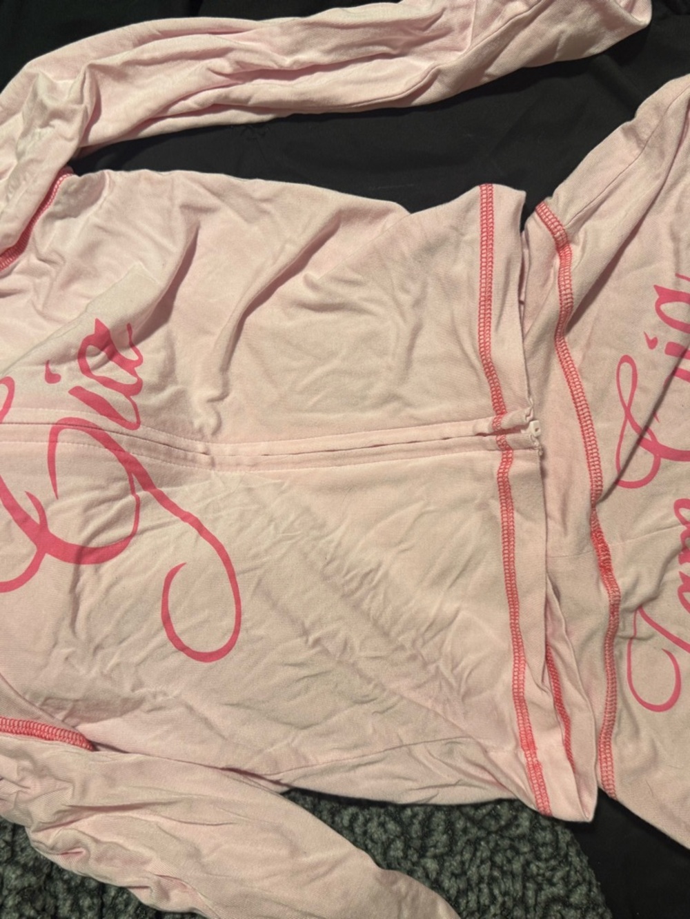 I.AM.GIA Light Pink Zip-Up Hoodie with Pink Script